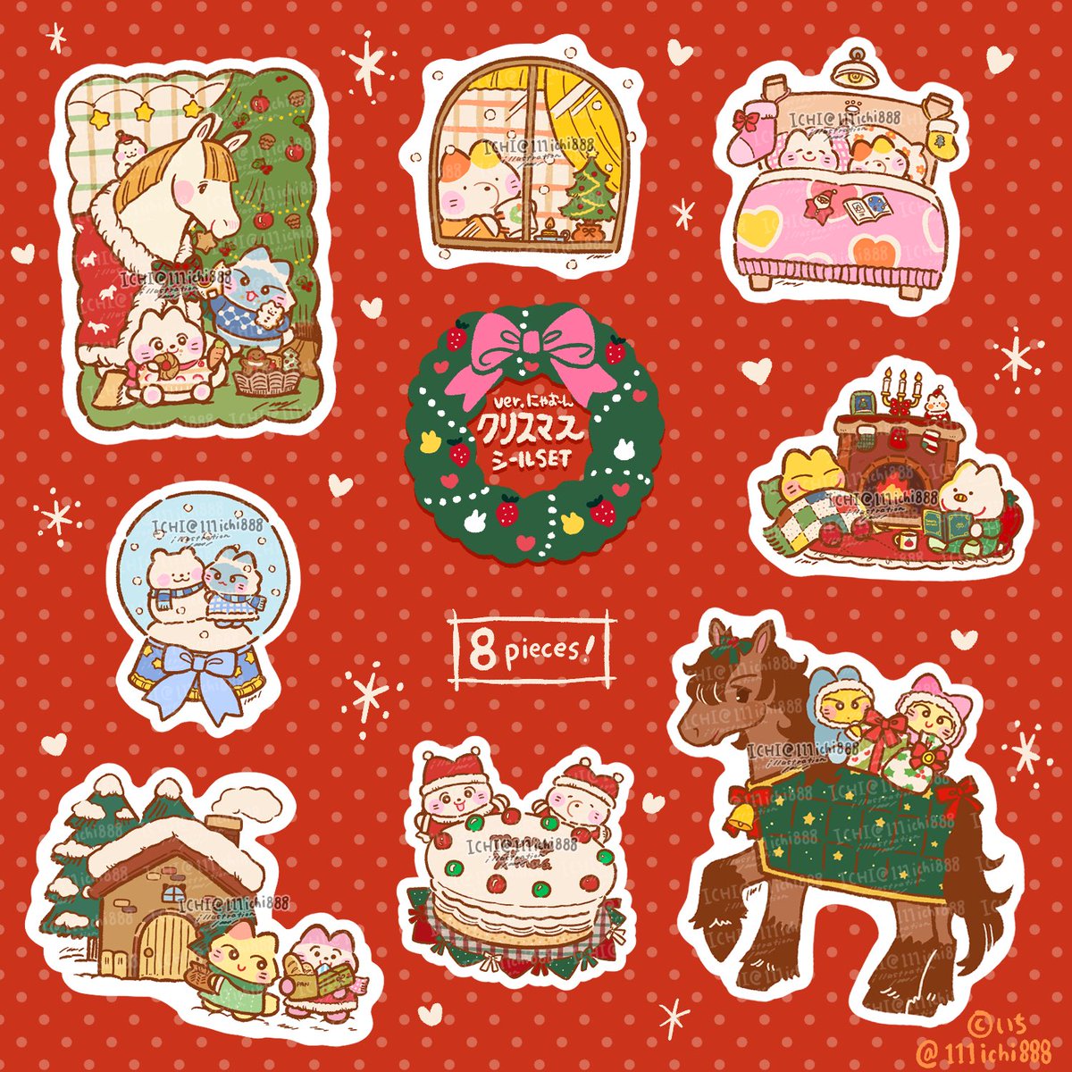 111ichi888's tweet photo. クリスマスフレークシール＆ポスカ🎄

𝑁𝑒𝑤✰ 
・TheWhite
・にゃお〜ん

新作バッジや他のグッズは金曜日のお昼くらいに告知しますね✨　

→12/9(土)20:00〜Open♡ https://t.co/EDeq706aAg