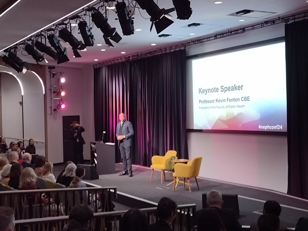 Keynote speaker Prof Kevin Fenton reflecting on the complexities of public health at these times: stalling life expectancy, more people with more longterm multiple conditions, widening health inequalities ....#nephconf24