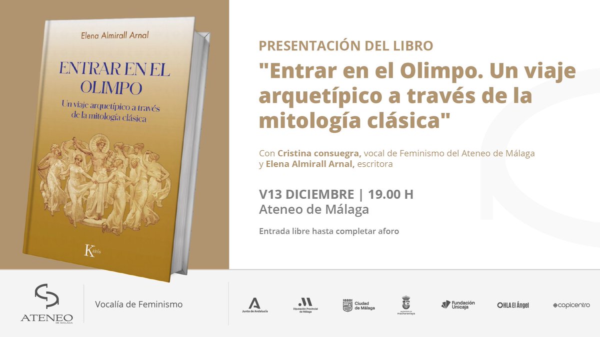 Doble acto de Elena Almirall en Málaga la próxima semana:

Jueves 12 de diciembre 19:00 en <a href="/GriegoEOIMA/">Griego (EOI Málaga)</a>: charla "Un viaje al Olimpo"

Viernes 13 de diciembre 19:00 en <a href="/ateneomalaga/">Ateneo de Málaga</a>: Presentación del libro 'Entrar en el Olimpo'. 

¡No os lo perdáis!