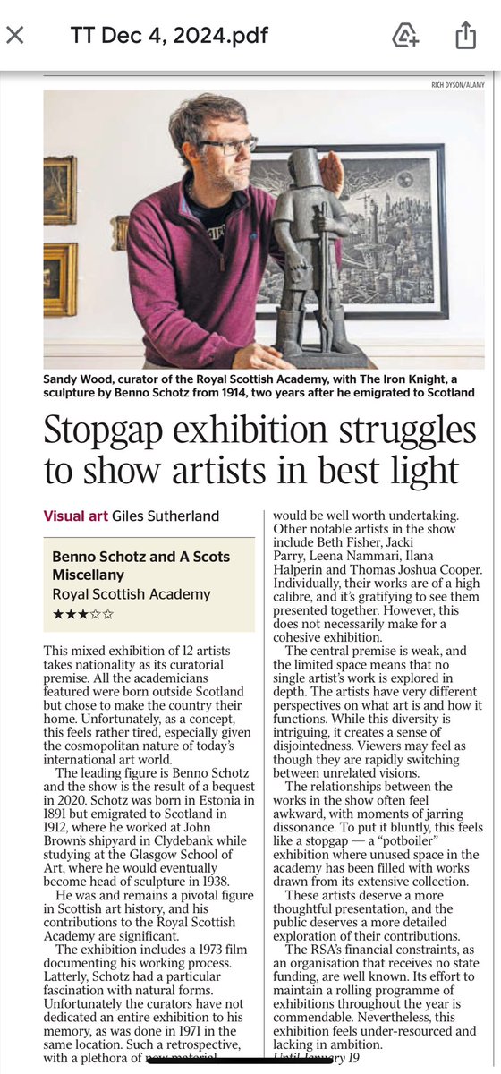 My review in The Times 4 Dec 2024. Wonderful artists but they deserve better.