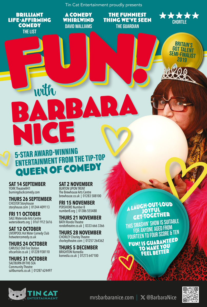 Looking forward to seeing our lovely friend <a href="/BarbaraNice/">mrs barbara nice</a> at the <a href="/KomediaBrighton/">Komedia Brighton</a> so funny &amp; lovely &amp; nice treat before we start panto #Brighton #comedyLegend