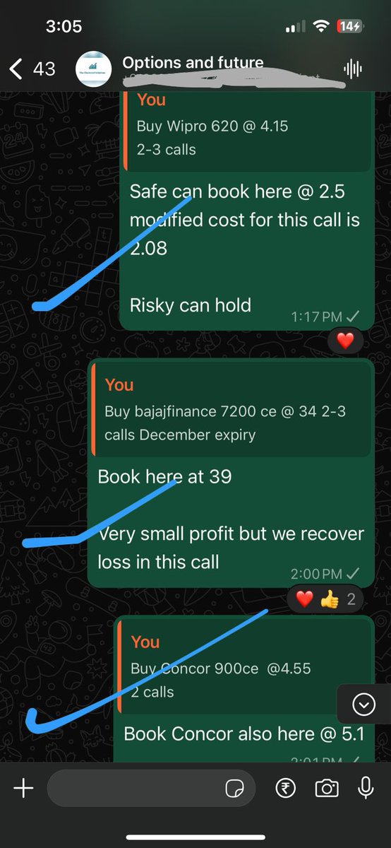 cadalukaanubhav's tweet photo. These calls exited in premium group
small to mid profit in all calls
In f&o group
#banknifty
#wipro
#bajajfinance
#ltim
#concor
in Equity group
#emamireal
#ghcltext
#knrcon
#chemplast
Screenshots are attached
If one want to join can WhatsApp @8740032032
https://t.co/llNIsQN9QT
Or can message me on X
Or can join through link provided in my profile