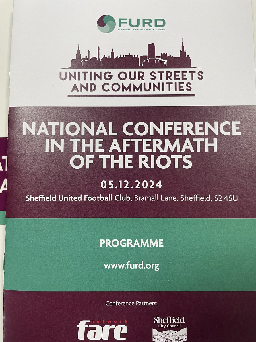 Attending Football Unites Racism Divides Conference today. Looking forward to listening and working with people from all our communities in South Yorkshire