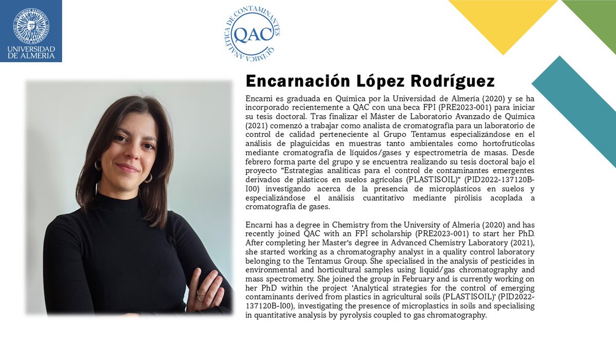 QAC_UAL's tweet photo. Continuamos con las presentaciones de los miembros de QAC. Es el turno ya de nuestros predocs. En este caso presentamos a Encarni👏🔬 https://t.co/UqxqOlVXFO