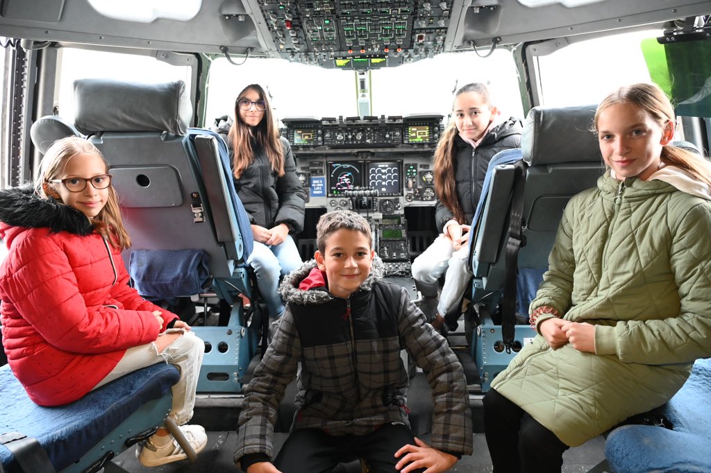 SAC_Program's tweet photo. In November we delivered 1.791.600 lbs (812,7 short tons) of cargo across the globe. We were also happy to support the Hungarian Defence Force when they invited 1.000 local school children to learn about the base during two action packed days. #militaryaviation #airlift #hungary https://t.co/M5unoQRhU1