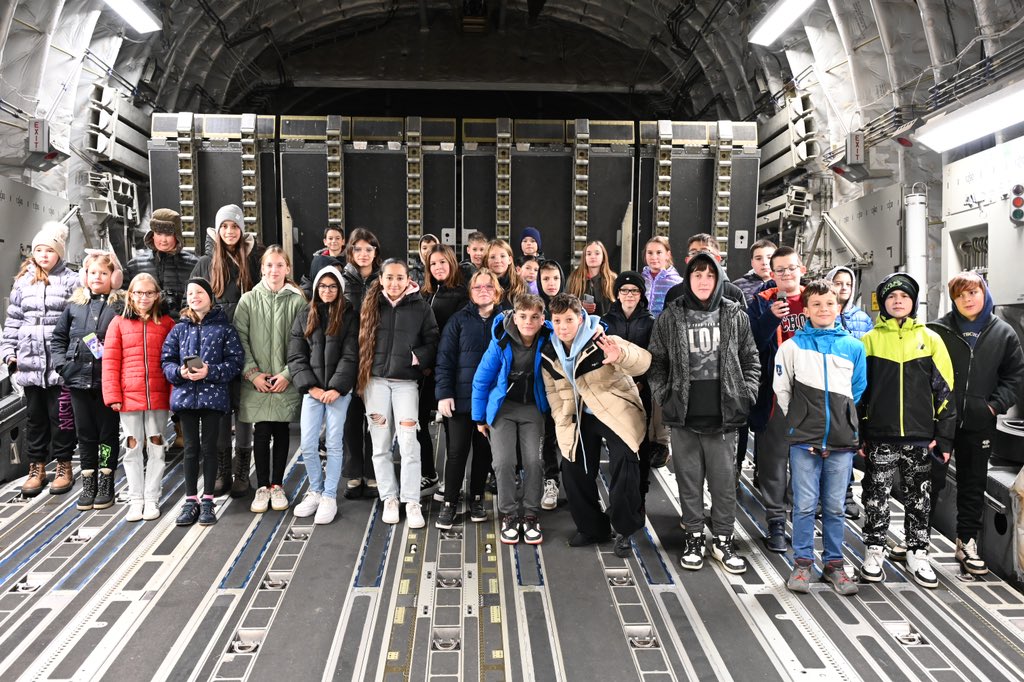 SAC_Program's tweet photo. In November we delivered 1.791.600 lbs (812,7 short tons) of cargo across the globe. We were also happy to support the Hungarian Defence Force when they invited 1.000 local school children to learn about the base during two action packed days. #militaryaviation #airlift #hungary https://t.co/M5unoQRhU1