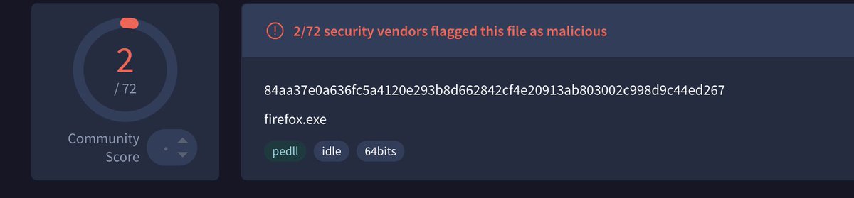 ShanHolo's tweet image. ⚠️#DllSideLoading
☣️firefox.exe/winhttp.dll➡️c2ce2f03afdbc181e74e93e6d9f82def
🔥Low Detection ratio
📡173.194.195.94