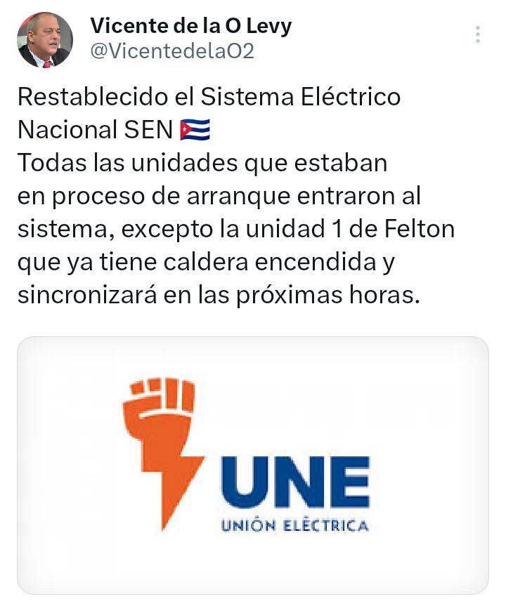 Desde #SantiagoDeCuba, el reconocimiento y gratitud a las mujeres y los hombres del sector eléctrico, quienes trabajan incansablemente para restablecer y estabilizar la generación, transmisión y distribución de la energía.
#UnidosXCuba