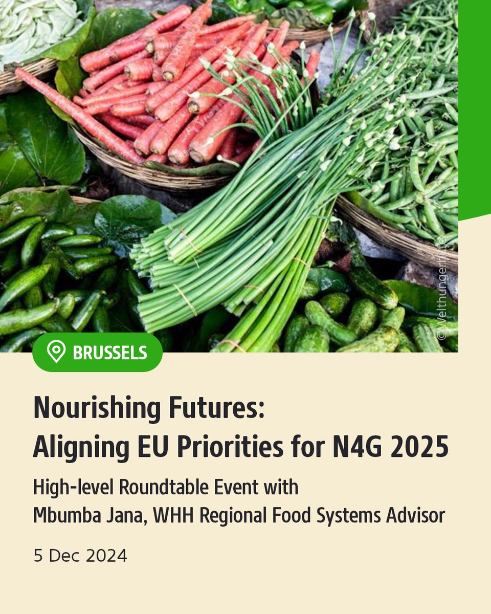 Happening today: high-level event to keep nutrition at the heart of the EU's international development cooperation and to mobilise for strong commitments by the EC and Member States at the #N4GParis at <a href="/germanyintheeu/">Germany in the EU</a>, with Mbumba Jana, WHH Regional Food Systems Advisor.