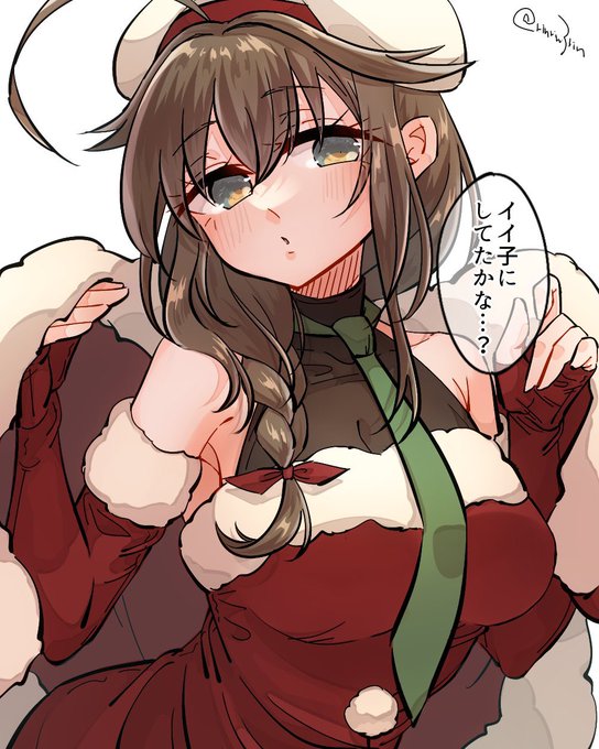 #これを見た人は去年の12月の画像を貼る 
サンタ時雨ちゃんでした〜今年もそろそろサンタ絵描きたい 