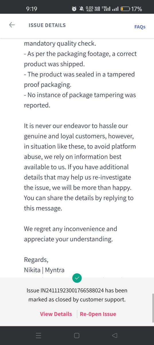 arzoobml's tweet photo. Still receiving this automated same replies from useless @myntra despite showing them both the products that I have ordered and received being different https://t.co/mm0b7erDcI