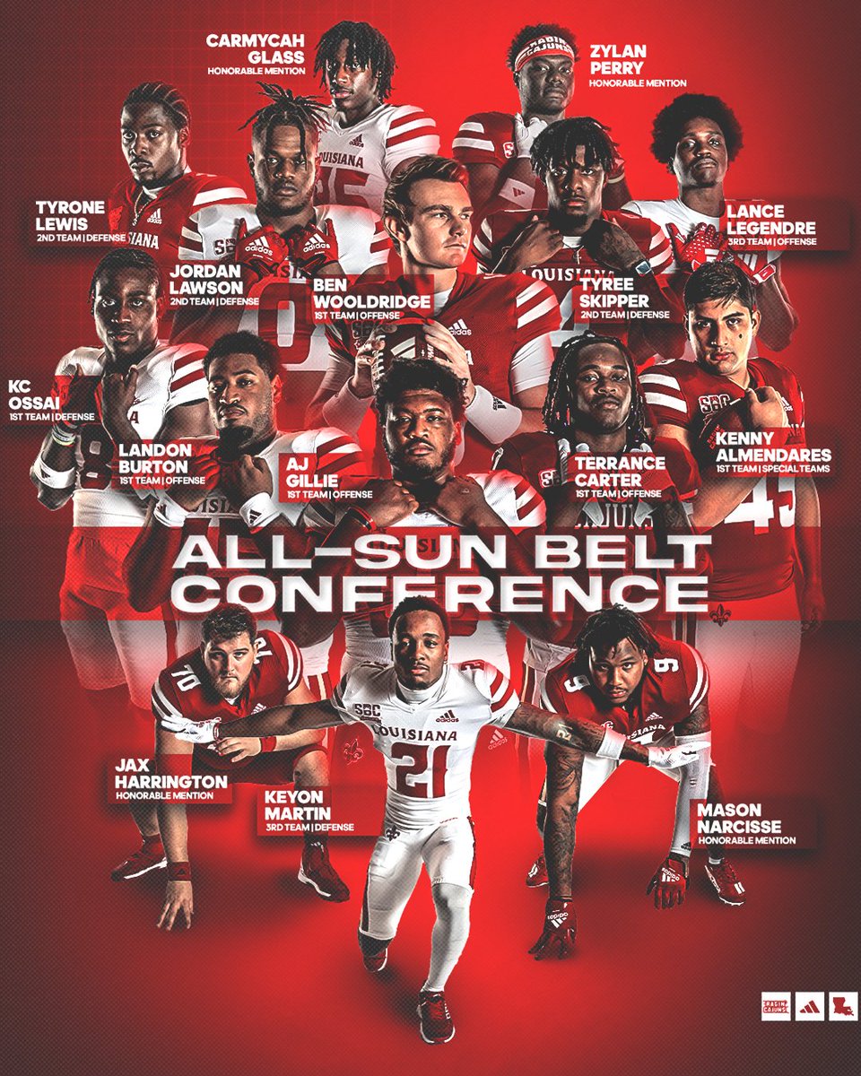 𝗔𝗟𝗟-𝗦𝗨𝗡 𝗕𝗘𝗟𝗧

15 Cajuns pick up all-conference honors! 

#cULture | #GeauxCajuns