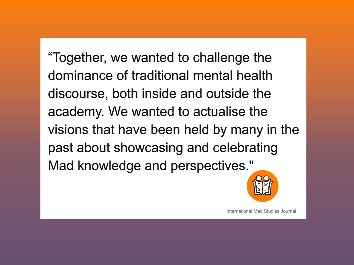EDITORIAL 

An Introduction to the International Mad Studies Journal: A Collective Reflection on Processes, Movements, Journeys, Futures, and Unfurlings

…j.journals.publicknowledgeproject.org/index.php/imsj…