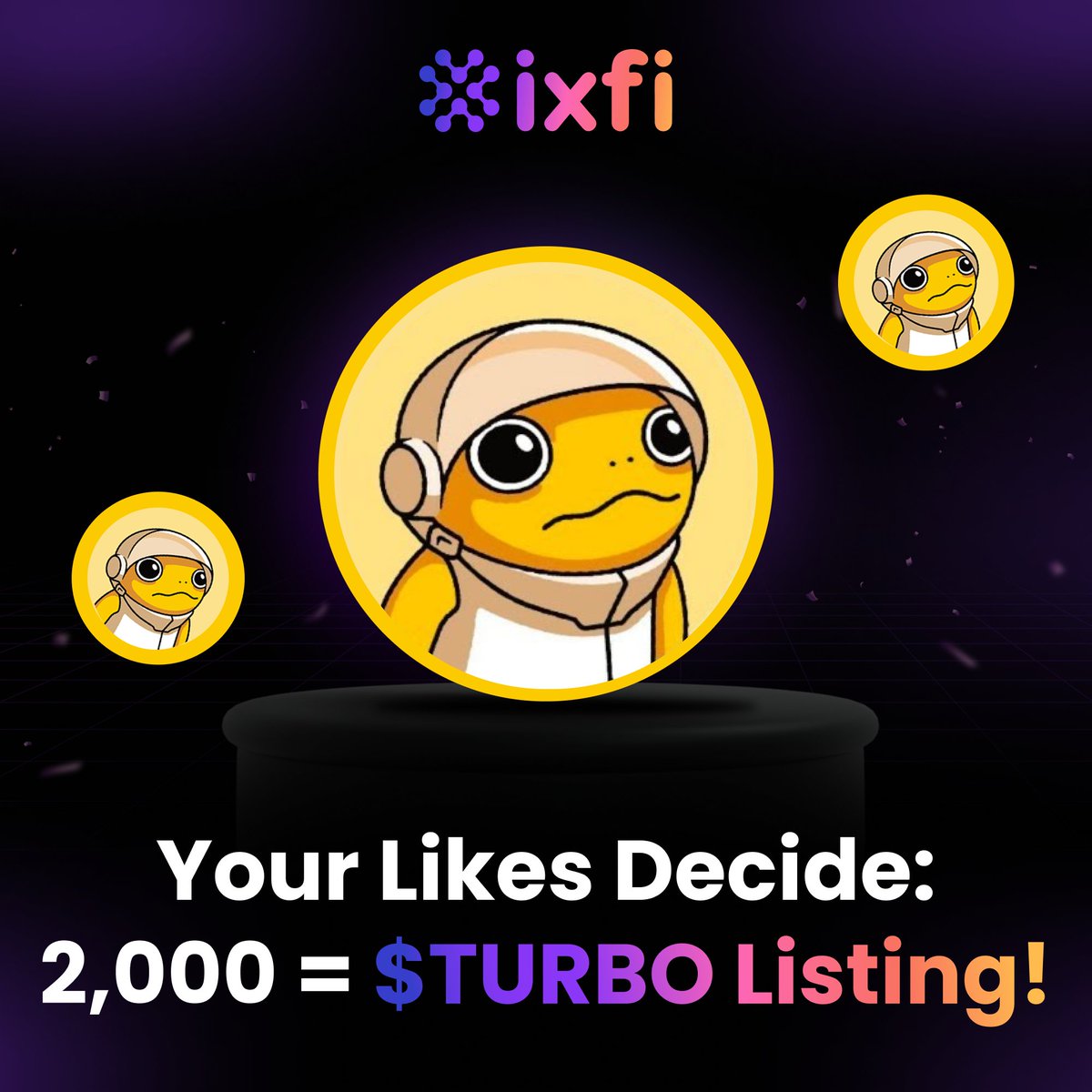 We’re listing $TURBO, but first, we need YOU. 🫵

2,000 likes = $TURBO gets listed.

To turbocharge the listing, we’re giving away $1,000 in $TURBO split between 10 users.
To enter:
➡️ Follow <a href="/ixfiexchange/">IXFI | Gen 3.0 Exchange</a> &amp; <a href="/TurboToadToken/">Turbo 🐸</a>
➡️ Repost &amp; Like

Smash that like button! Ends in 48H!