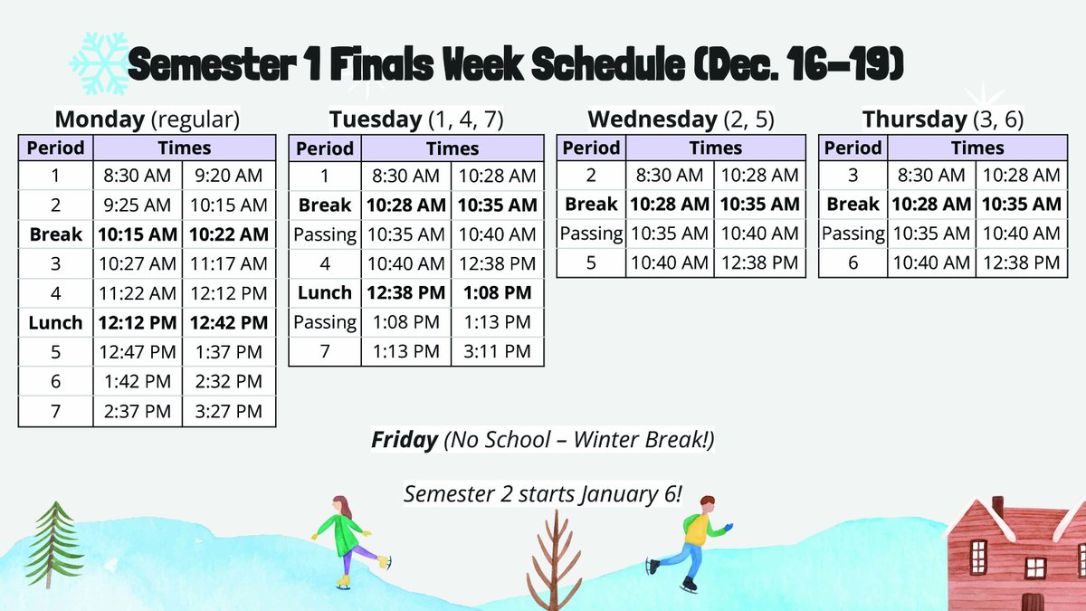 Santana High School (@santanasultans) on Twitter photo Finals week is coming! Please take note of the <a href="/SantanaSultans/">Santana High School</a> "Adjusted Finals Bell Schedule" December 16-19th. Finals week is coming! Please take note of the <a href="/SantanaSultans/">Santana High School</a> "Adjusted Finals Bell Schedule" December 16-19th.