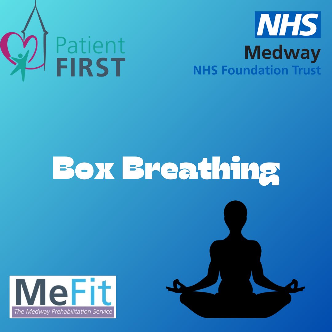 MedwayPrehab's tweet photo. Struggling with stress and anxiety? Box breathing can help to refocus the mind, lower heart rate and blood pressure! Give it a try next time you’re feeling overwhelmed ! #boxbreathing #mentalhealth https://t.co/VnoGFkLbzX