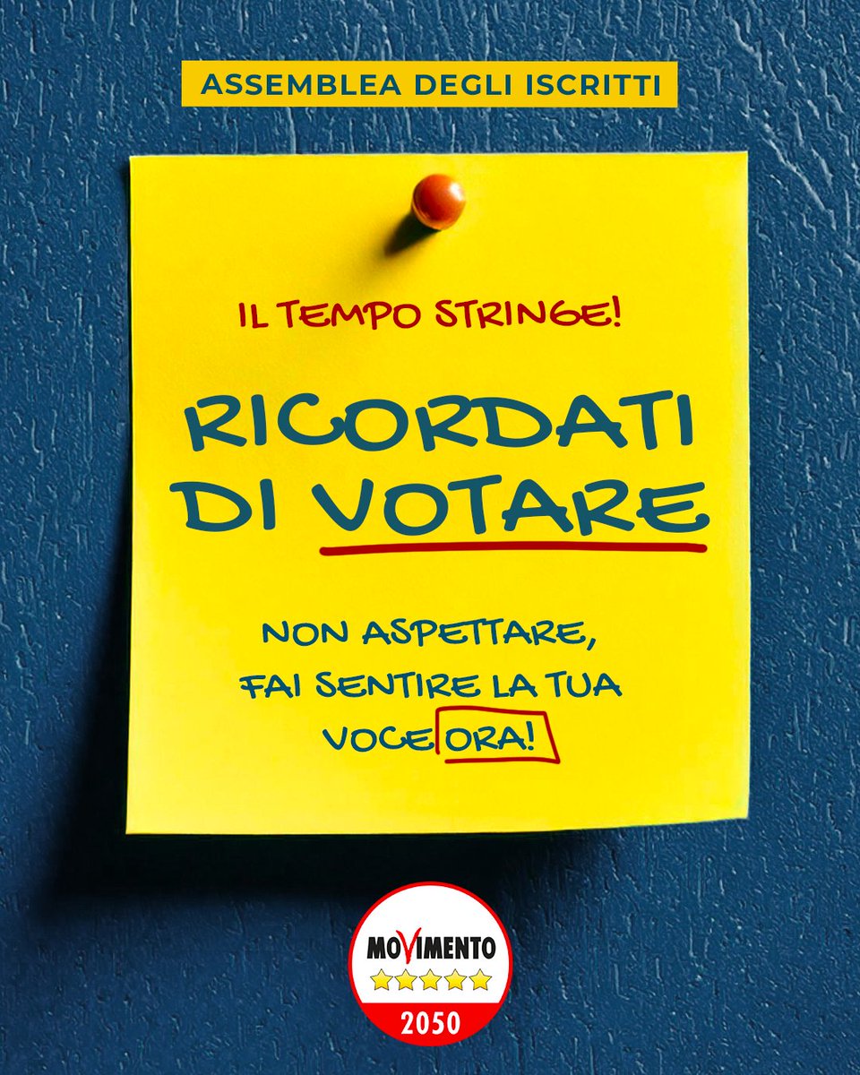 📣📣 È IL TEMPO DEL CORAGGIO!

Il Movimento 5 Stelle necessita di solidità e forza per continuare a lottare per il futuro del Paese. Partecipa e vota ora! 🗳️

COME FARE?🔗Accedi alla votazione tramite il link che hai ricevuto via mail.

Il destino del M5S dipende da te! #IoRivoto