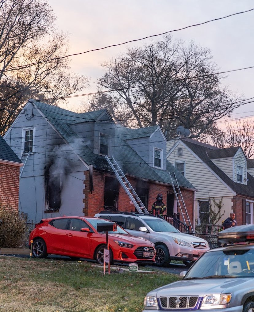 HyattsvilleVFD's tweet photo. Truck 1 (Search Company) &amp; Engine 1B (Working Fire Engine) ran this house fire in the 5200 block Varnum St in Bladensburg yesterday PM. One adult female deceased. Call 301-583-2200 to have a smoke alarm installed free of charge. Our thoughts with the victim’s family. #hv1fd https://t.co/TxV8ueWmIi