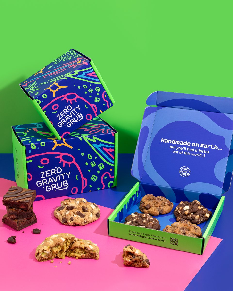 zerogravitygrub's tweet photo. Spice up any gathering with our otherworldly treats. Let’s beam some taste buds up together? 🚀✨
#zgg #stuffedcookies #cookies #postalbrownies #newbusiness #chocolate #gift #bakery #brownies #london #londonfood https://t.co/7mELsCd4Lq