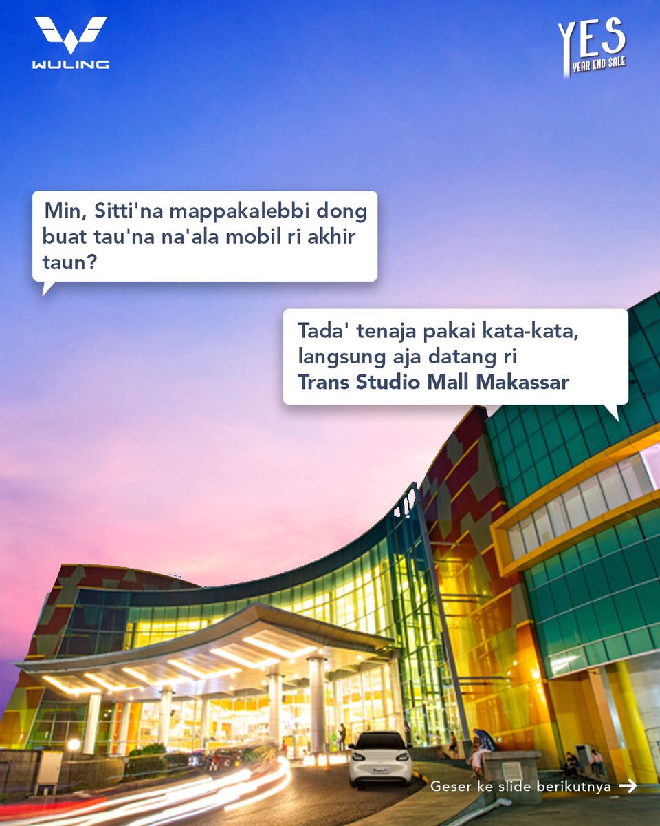 WulingMotorsID's tweet image. Nggak usah pakai kata-kata, langsung aja berangkat ke Trans Studio Mall Makassar!

#WulingMotors #DriveForABetterLife #Airev #AirevLite #BinguoEV #CloudEV #NewAlmazRSProHybrid #Alvez #WulingYES2024