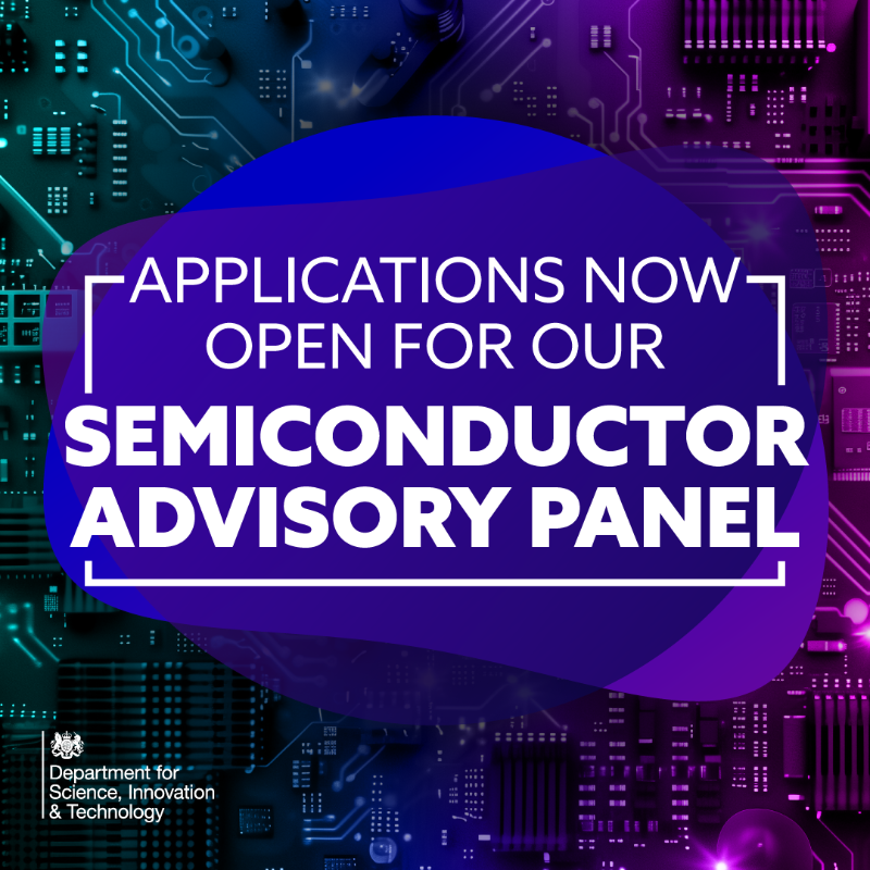 SciTechgovuk's tweet photo. Applications are open for UK industry leaders to join the Government’s Semiconductor Advisory Panel🔍 

This is a great opportunity to help shape the semiconductor policy making that will grow this innovative sector 

Click the link for details on how to apply 👇