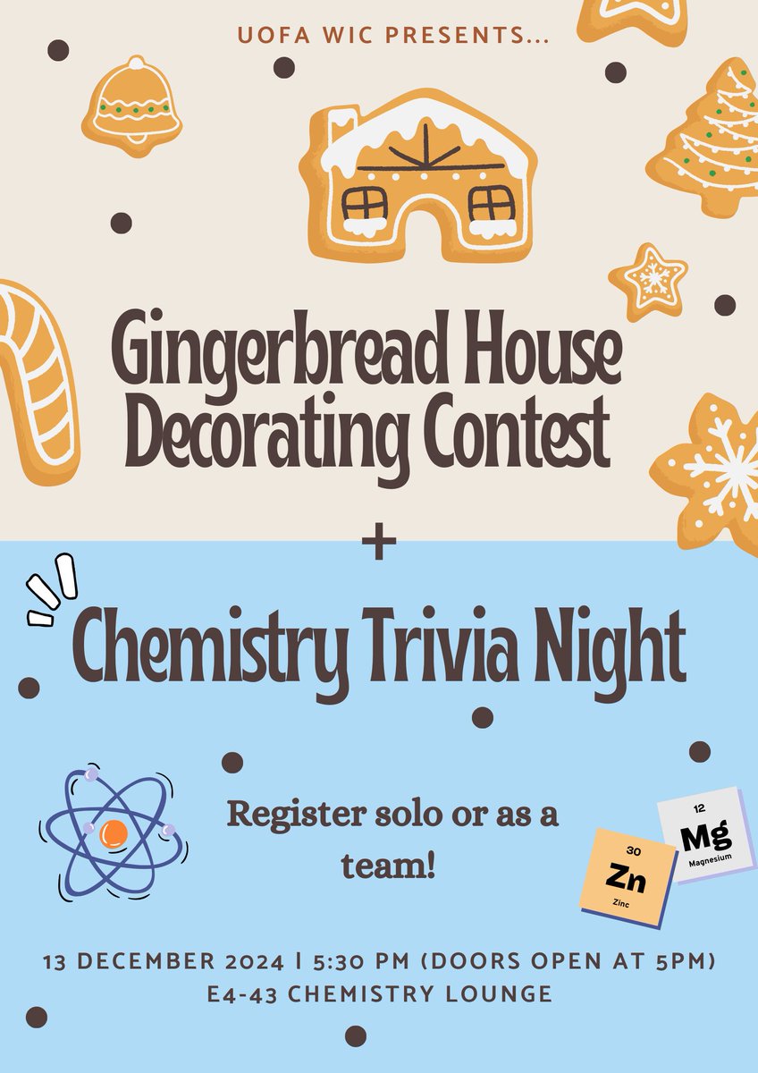 Get in the festive spirit at our annual holiday trivia night next Friday December 13th! ❄️⛄️Show us your trivia knowledge and compete for the best decorated gingerbread house. Pizza, snacks, prizes, (and holiday cheer) will be provided! Register here: docs.google.com/forms/d/1Mivy9…