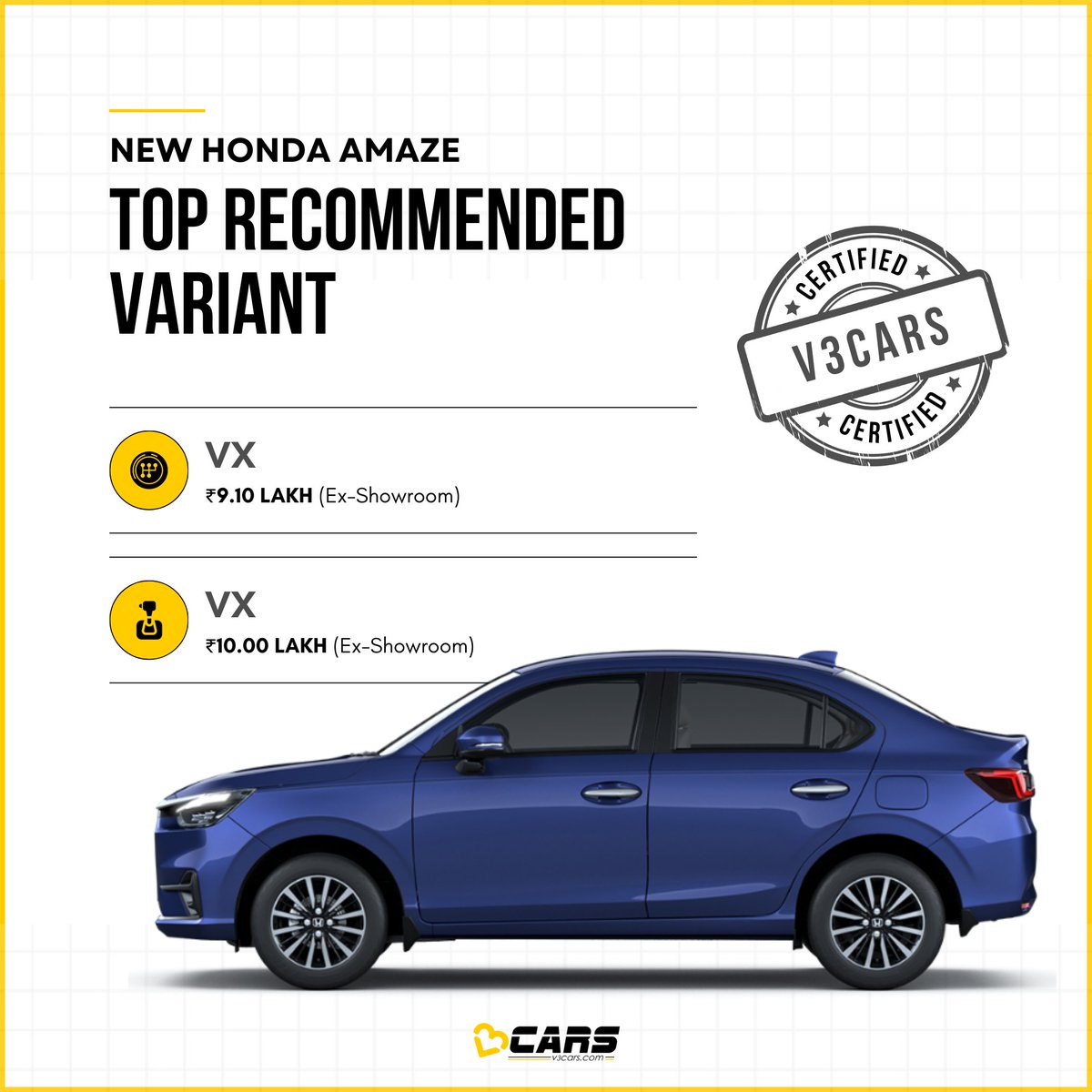 v3cars's tweet photo. Find out which variant of the 2024 Honda Amaze you should buy. #V3Certified
https://t.co/fO8XznrpL8
.
#V3Cars #V3CarsVE #V3VE #V3CarsVariantsExplained #V3VariantsExplained #V3CarsRecommendation #Honda #HondaAmaze #Amaze #SUV https://t.co/26UpD9grBG