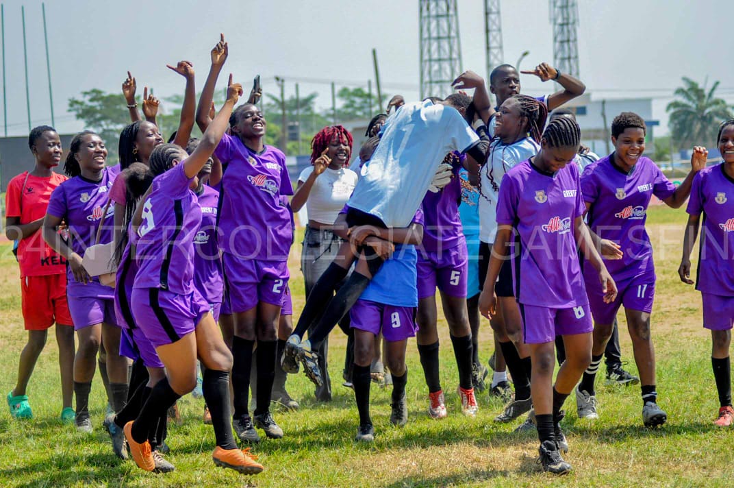 OsunInterCGames's tweet photo. 🥉 Bronze like never before! 🟣

OAU Giantess celebrates after winning bronze against COHT Moro via penalties! 🎉

 It was a joyous moment for the 'Purple' Ladies. 🙌

#OsunInterCollegiateGames24 #AceSports #OAU https://t.co/rYdWayDHoj