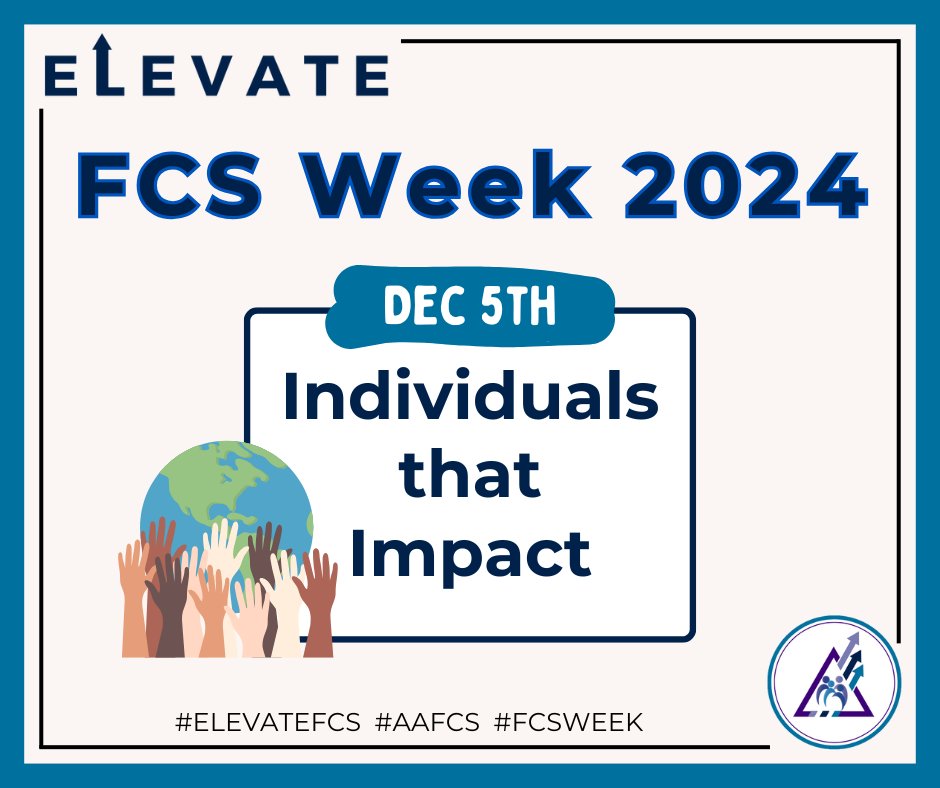 aafcs's tweet photo. ๐Happy Day 4 of FCS Week!๐
Join us and Elevate FCS with AAFCS! Today's theme is Individuals that Impact! ๐
Visit our website for resources, activity ideas, and ways to join the fun. ๐
๐Learn how to participate: https://t.co/3jiM12Bssn
#ElevateFCS #AAFCS #FCSWeek #FCS https://t.co/kDnsL94Swf