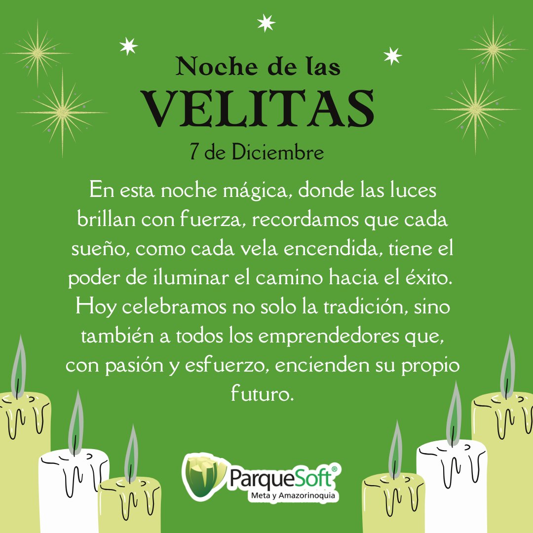 ParquesoftMet's tweet image. ✨🎆 ¡Feliz Día de las Velitas! 🎆✨

Que esta noche llena de luz inspire a todos los emprendedores a seguir brillando con fuerza y esperanza. 💡

#DíaDeLasVelitas #Emprendimiento #BrillaConFuerza