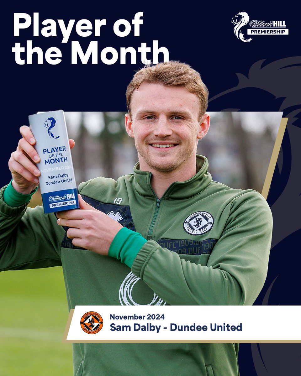 spfl's tweet photo. Congratulations to @dundeeunitedfc's Sam Dalby, who has been presented with the @WilliamHill Premiership Player of the Month award for November! 🏆 https://t.co/mnrSgzn0tJ