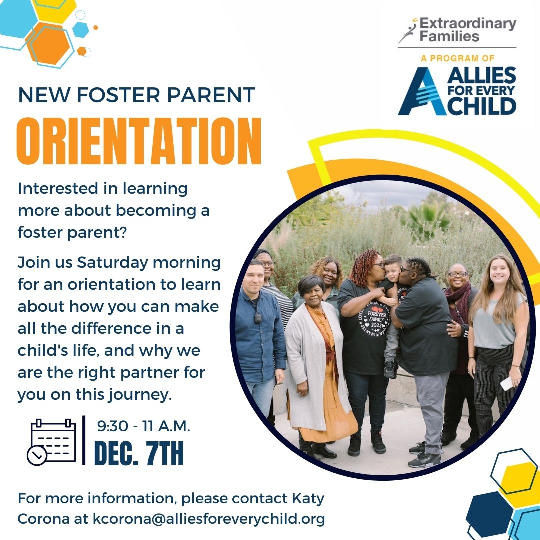 AlliesInLA's tweet image. Join us on Saturday to learn more about what it takes to become a foster parent. No commitment is needed to come and learn, and all are welcome. For more information, please contact Katy at kcorona@alliesforeverychild.org.  Hope to see you there!

#fostercare #fosterparents