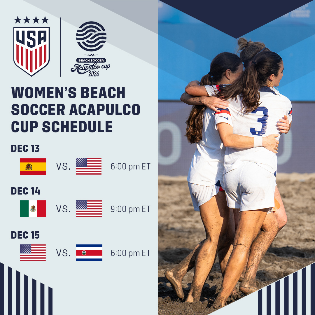 #USbeachWNT head coach Morgan Church has selected her 10-player roster for the 2024 <a href="/BeachSoccer_WW/">BeachSoccerWorldwide</a> Acapulco Cup in Acapulco, Mexico. » ussoc.cr/BWNT-Dec-24