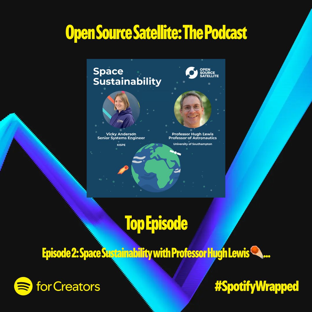 SatelliteOpen's tweet photo. It's that time of year again...#spotifywrapped Thank you to everyone who has listened, followed, watched and subscribed to our content this year! 

Our most listened to Episode 2 which was a chat around Space Sustainability with Vicky Anderson and @ProfHughLewis☄️ 

Links below: https://t.co/iPQqWdoGco