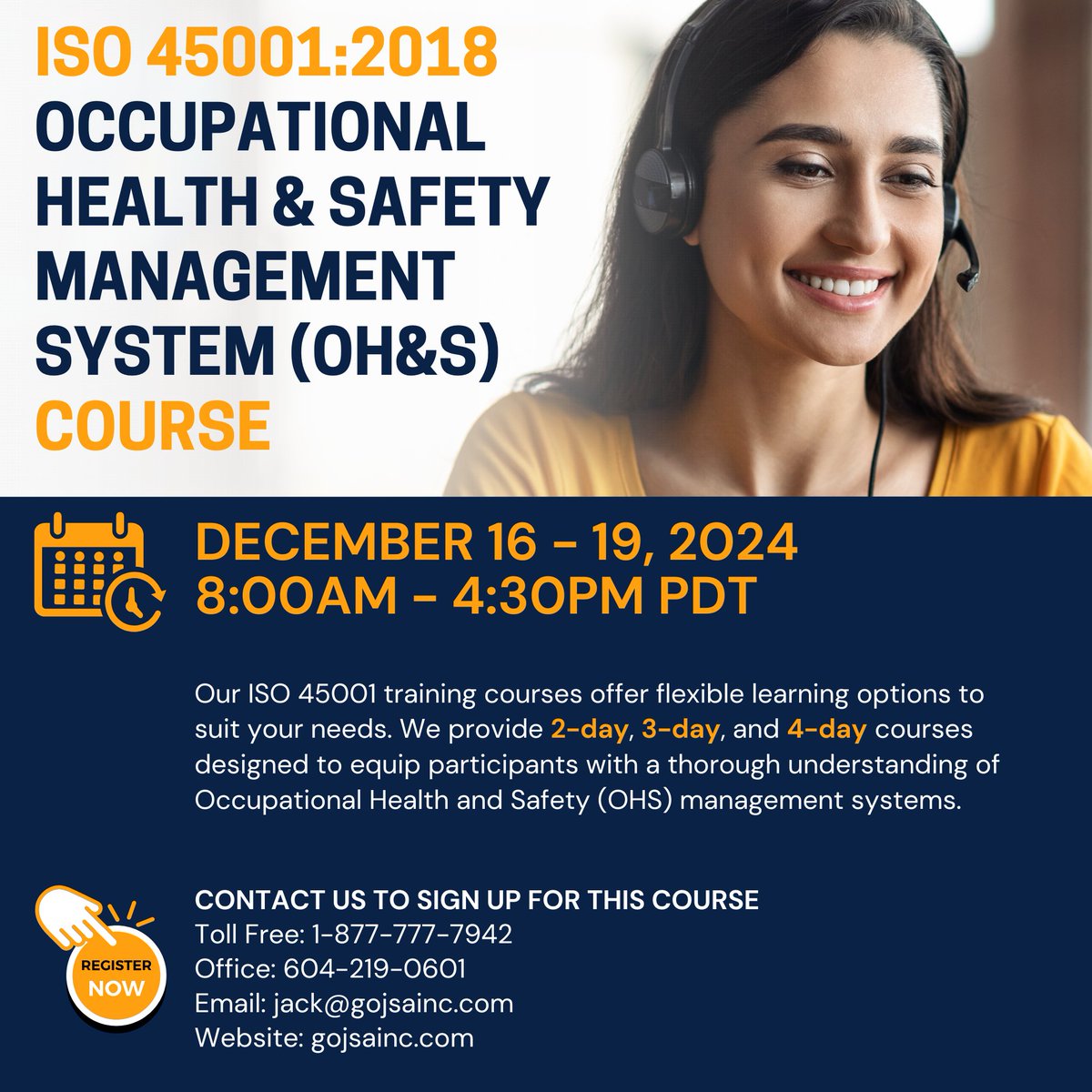 gojsainc's tweet image. Boost your workplace safety with our ISO 45001 training! Choose from our flexible 2, 3, or 4-day courses to gain the skills needed to implement and maintain effective Occupational Health and Safety systems. #ISO45001 #WorkplaceSafety #Training 

Contact us to register!