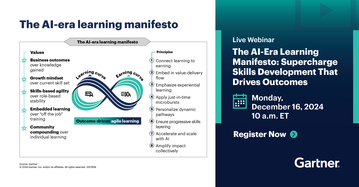 Enterprises with superior learning capabilities are 2.7 times more likely to outperform their competition. Join <a href="/Gartner_inc/">Gartner</a>'s webinar to learn how to enhance skills development

gtnr.it/3ZhE7Qx #GenAI #AI #Leadership #FutureOfWork