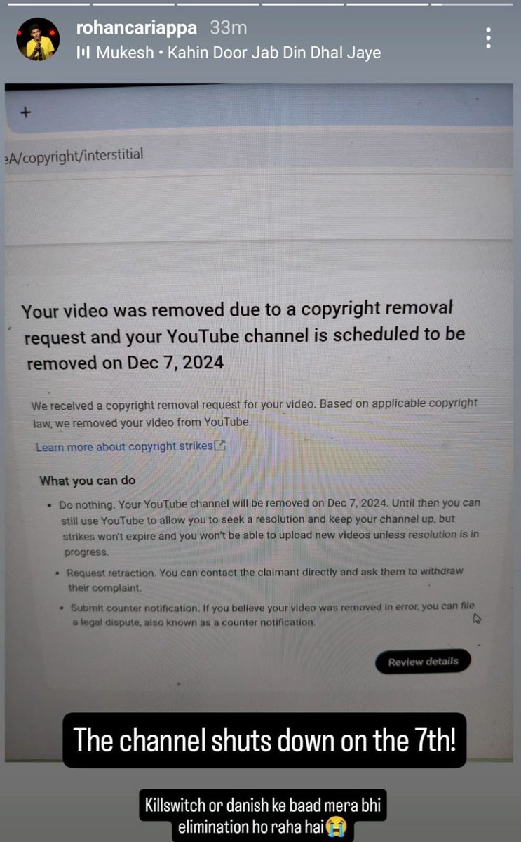 100ham001's tweet photo. MTV Hustle has given 50+ copyright strikes to Rohan Cariappa’s YT Channel and are threatening him for a defamation lawsuit.

@RockWithboAt @royalenfield 
Ask the makers to remove the strikes!!

#BackOffBoat and #BackOffRoyalEnfield https://t.co/WBLLbxa2g4