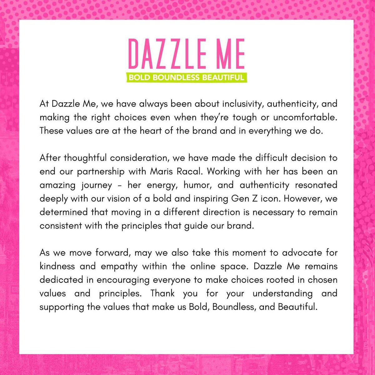 beee_hati's tweet photo. As someone who’s been cheated on, DAZZLE ME caught my attention, and I’m thinking about buying their products because they show strong values, principles, and accountability, especially in ending their partnership with Maris Racal (who lacks morals and values). https://t.co/ZHQR3u6z7b