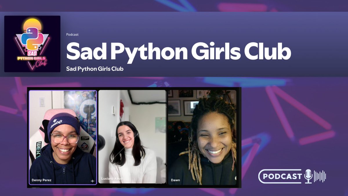 Denny Perez (@dennyperez18) on Twitter photo 🌟Last week, I was invited as a guest on the Sad Python Girls Club podcast, hosted by the amazing
<a href="/BajoranEngineer/">mastodon.online/@bajoranengineer</a> and @luumelo14!🎙️✨
We talked about different topics #Python ecosystem.
I can’t wait for you all to hear it soon!✨🐍
🛑More about here:👇
open.spotify.com/show/5qrL3wghj… 🌟Last week, I was invited as a guest on the Sad Python Girls Club podcast, hosted by the amazing
<a href="/BajoranEngineer/">mastodon.online/@bajoranengineer</a> and @luumelo14!🎙️✨
We talked about different topics #Python ecosystem.
I can’t wait for you all to hear it soon!✨🐍
🛑More about here:👇
open.spotify.com/show/5qrL3wghj…