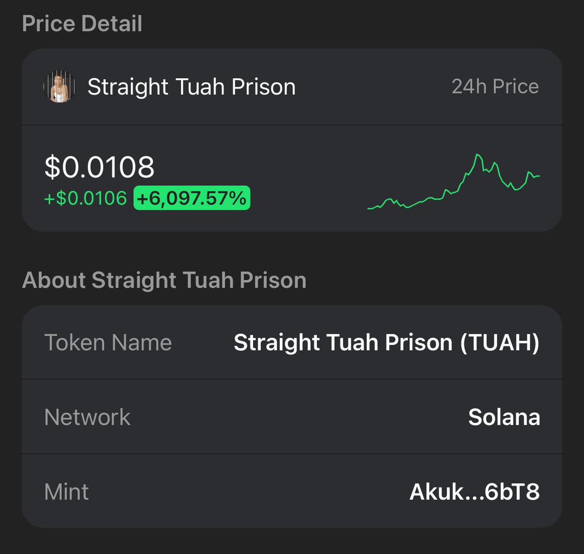 The Hawk $Tuah Girl drops her token yesterday after weeks of building hype. It gets rug pulled in minutes, down 88%. 

Internet’s verdict? Launch a memecoin, “Straight tuah jail.” 😂

Gotta love #crypto.