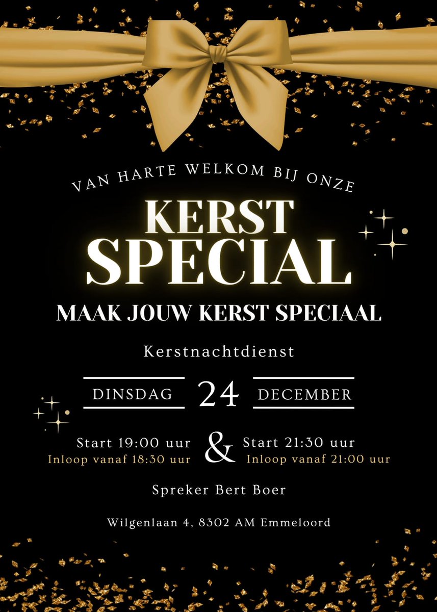 Kerstnachtdiensten 19:00u en 21:30u. | di. 24 december | 'de Fontein' te Emmeloord. 'Maak jouw Kerst speciaal'. Welkom!