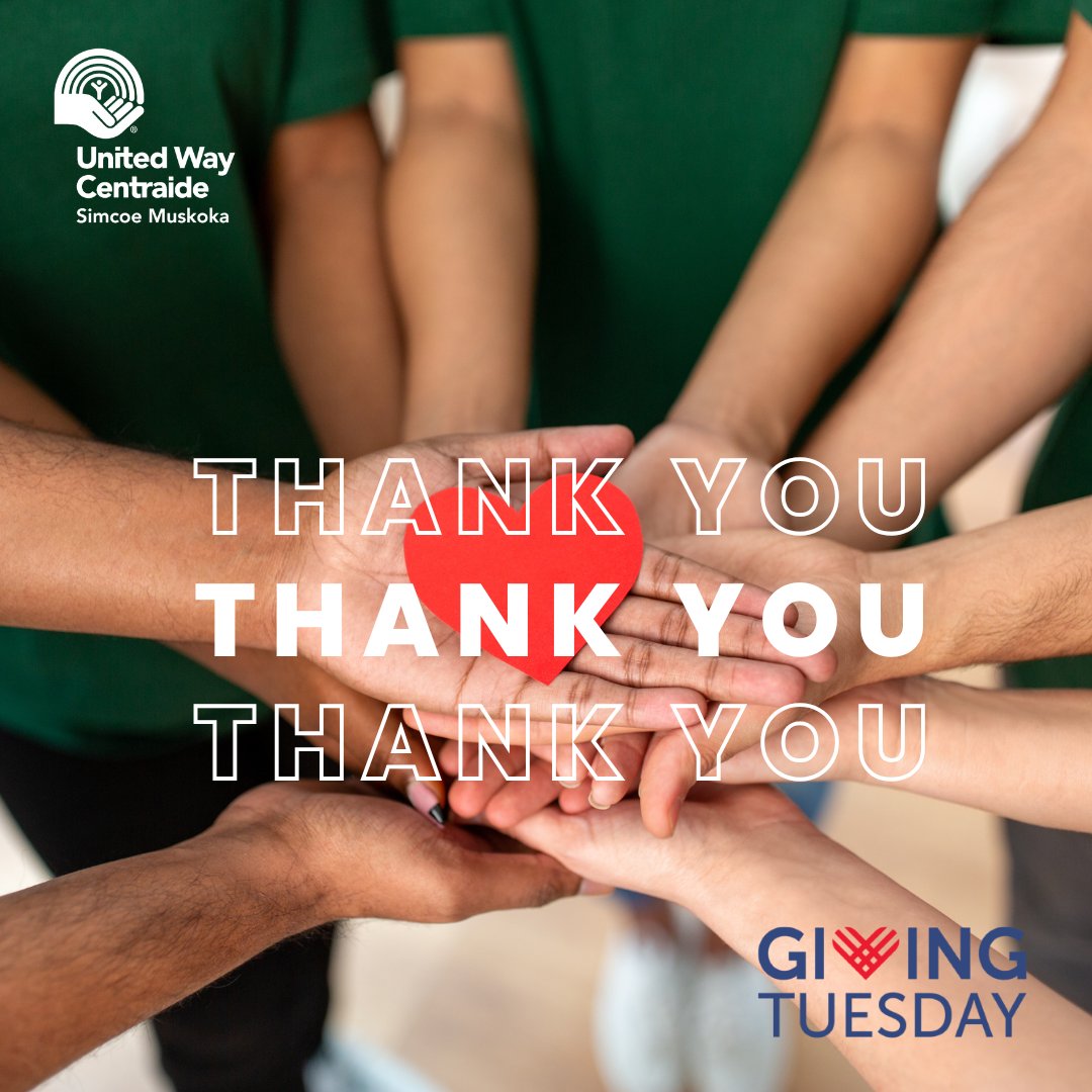 This Giving Tuesday, our community came together in an incredible way to make a difference! Your generosity will have a lasting impact on local programs supporting those who need it most. From all of us at United Way Simcoe Muskoka: thank you for your support.