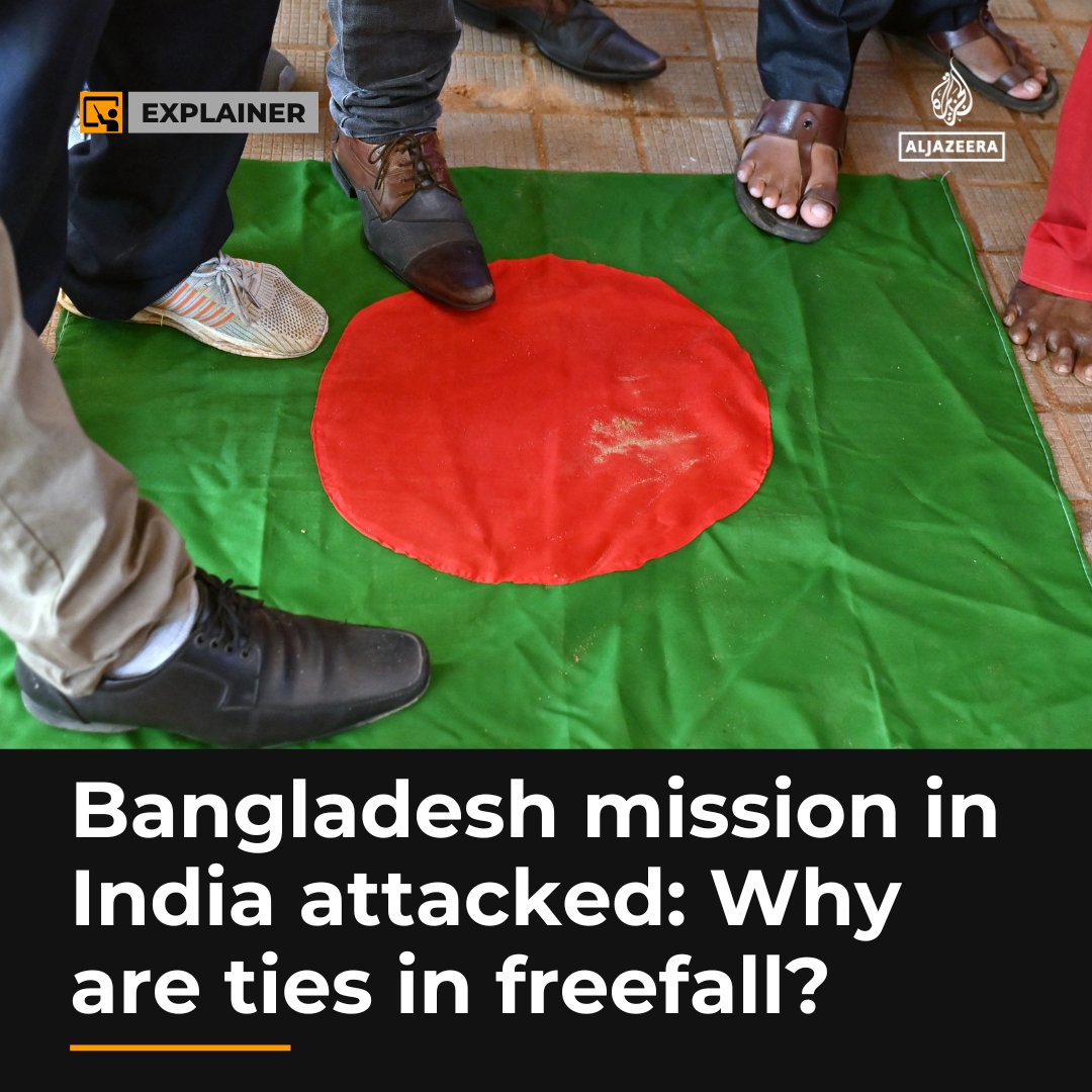 AJEnglish's tweet image. The attack on Bangladesh&apos;s mission in India strains ties amid mutual accusations of attacks on Hindus aje.io/e1tesy