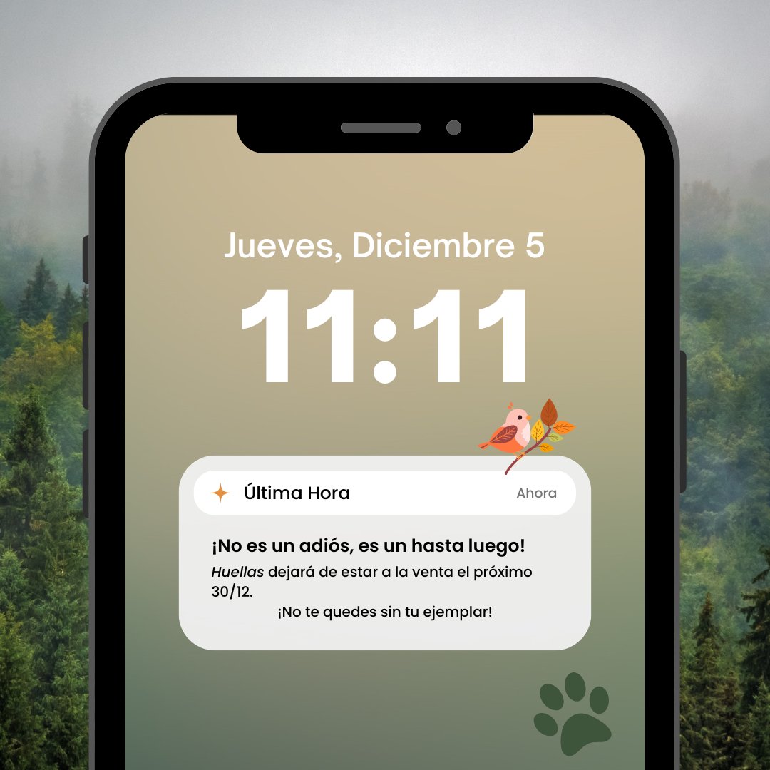 escritoscometa's tweet image. 🚨ÚLTIMA HORA

#HuellasAB dejará de estar a la venta el 30 de diciembre. Hasta entonces podréis haceros con vuestro ejemplar en Amazon (físico/digital) y hacer un regalo precioso estas Navidades.

Mil millones de gracias por todo el apoyo y cariño que nos habéis dado siempre ✨.