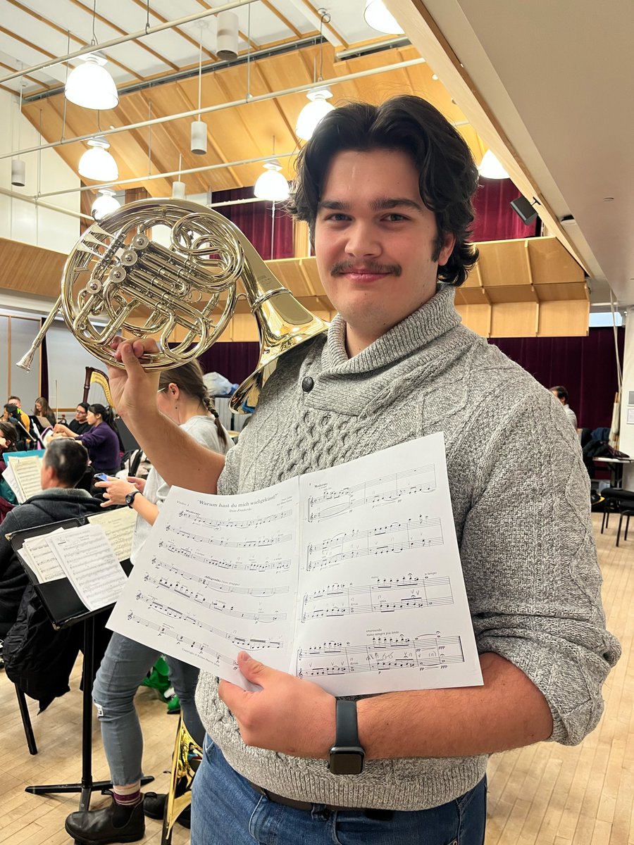 Our newest arranger is one of our own! When our soloist requested Warum hast du mich wachgeküsst?, no orchestral arrangement could be found—so French hornist Ethan, 4th year @ucalgaryarts music student created one! Hear the stunning result live this Sunday bit.ly/497kLSu