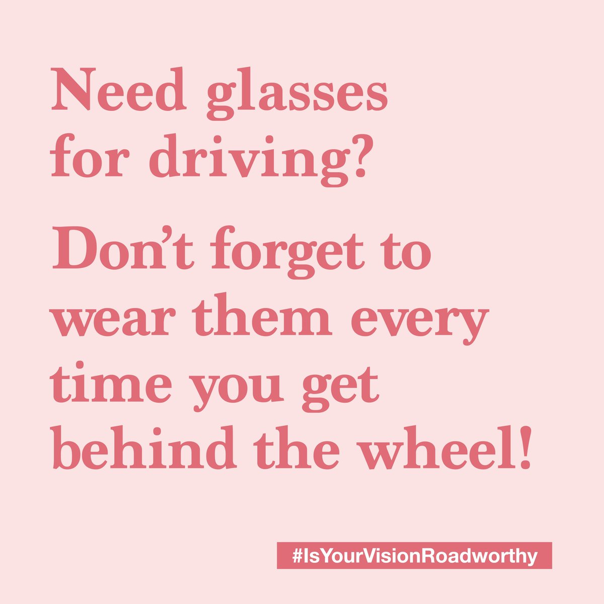 Half of drivers who failed a 20m number plate test were not wearing their required glasses when stopped by police 🚔

If you have been prescribed glasses for driving, please wear them every time you get behind the wheel 🚗

 #IsYourVisionRoadworthy