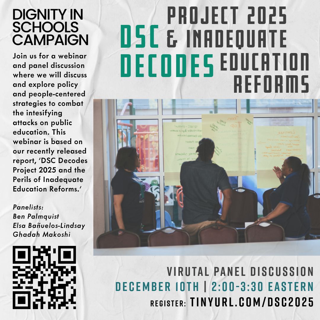 Update! We've added a fantastic 3rd panelist to our discussion. Join us December 10th for a workshop on our latest publication, 'DSC Decodes Project 2025 &amp; Inadequate Education Reforms'.

Register here: buff.ly/3CY3kYx!