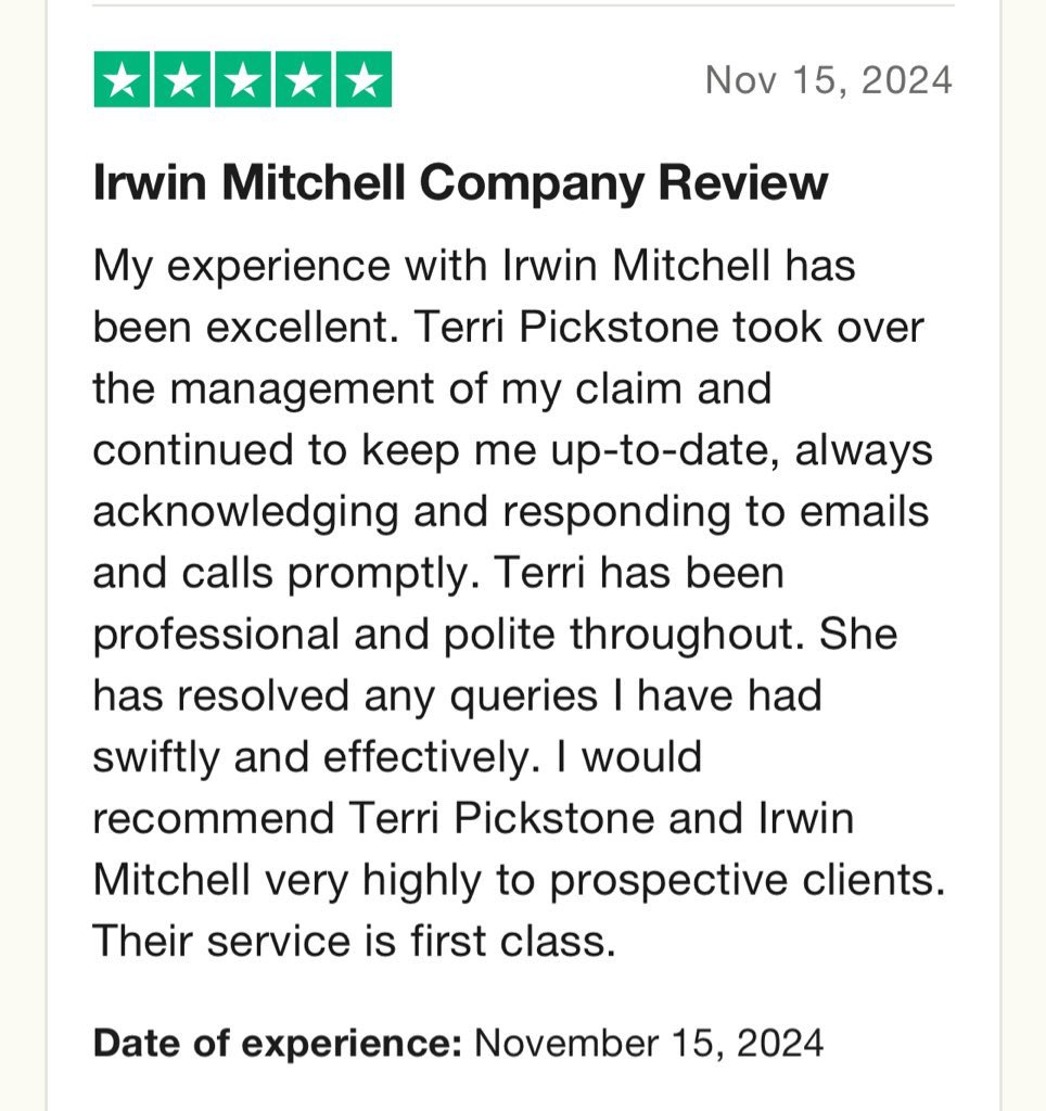 IM_Abigaill's tweet photo. Here are some of the amazing 5-star trust pilot reviews in November for SI-Resolve.

Well done to everyone ⭐️

#irwinmitchell #seriousinjury #SIResolve #5starreviews https://t.co/QNdcqsufAt