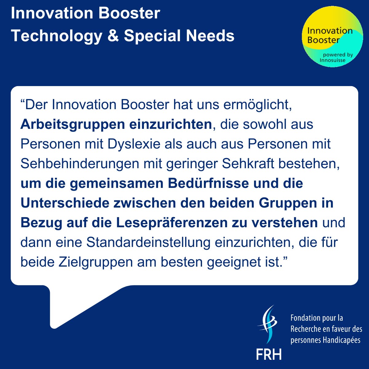Fondation FRH (@fondation_frh) on Twitter photo Das Projekt LireConfort hat eine Finanzierung von unserem #SwissInnovationBooster Technology & Special Needs erhalten. Dies hat dem Team unter anderem ermöglicht, Arbeitsgruppen mit Personen aus den Zielgruppen der Plattform MonaLira zu organisieren. 
<a href="/Innosuisse/">Innosuisse</a> Das Projekt LireConfort hat eine Finanzierung von unserem #SwissInnovationBooster Technology & Special Needs erhalten. Dies hat dem Team unter anderem ermöglicht, Arbeitsgruppen mit Personen aus den Zielgruppen der Plattform MonaLira zu organisieren. 
<a href="/Innosuisse/">Innosuisse</a>