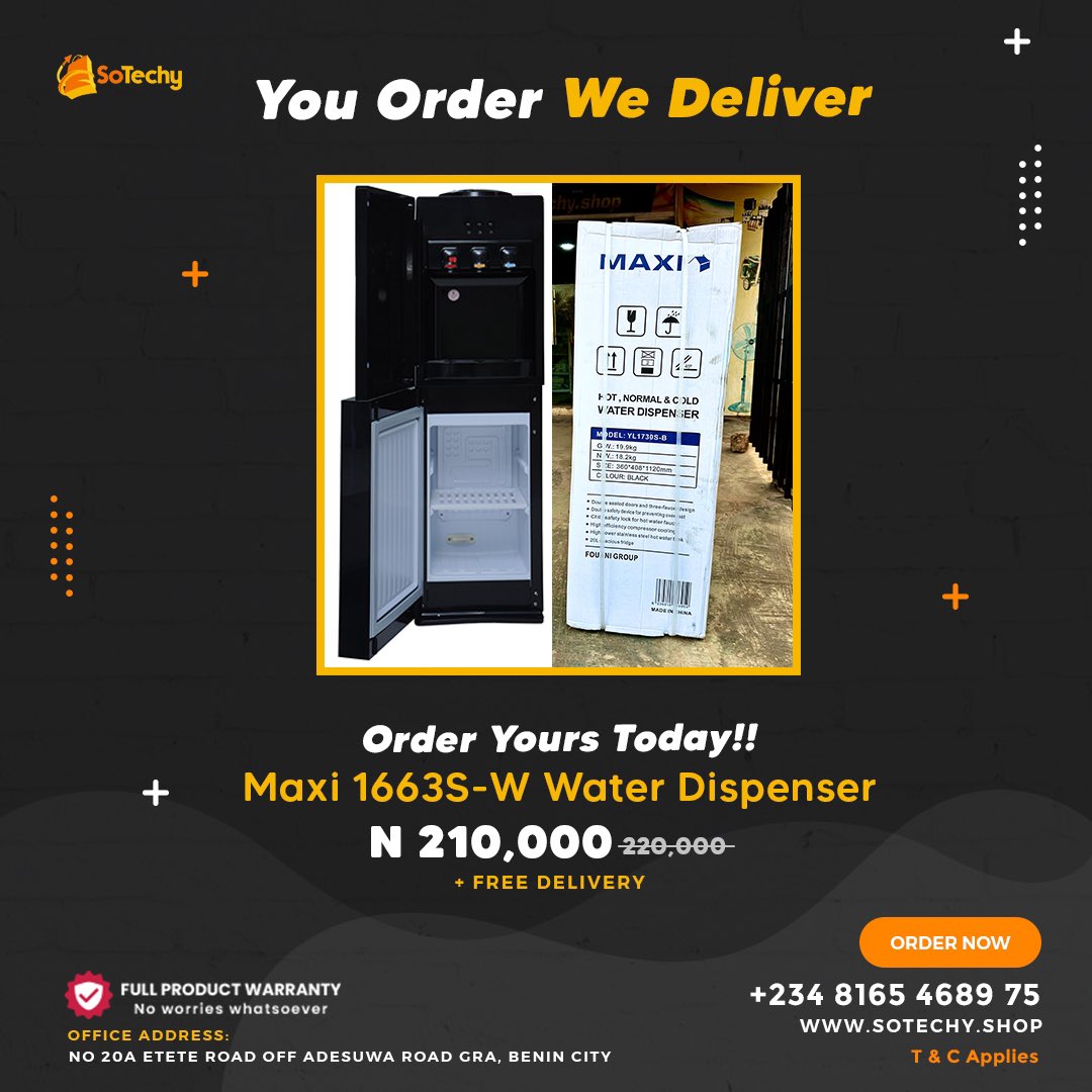 sotechyshop's tweet photo. You order, we deliver!
Get the best prices and products with Sotechy today.
Send us a DM to place your order or visit our website.
We accept payments in both Naira and crypto.
#sotechy #electronic #lg #hisense #maxi #benincity #nigeria #web3 #crypto https://t.co/3XCKO4bRbT